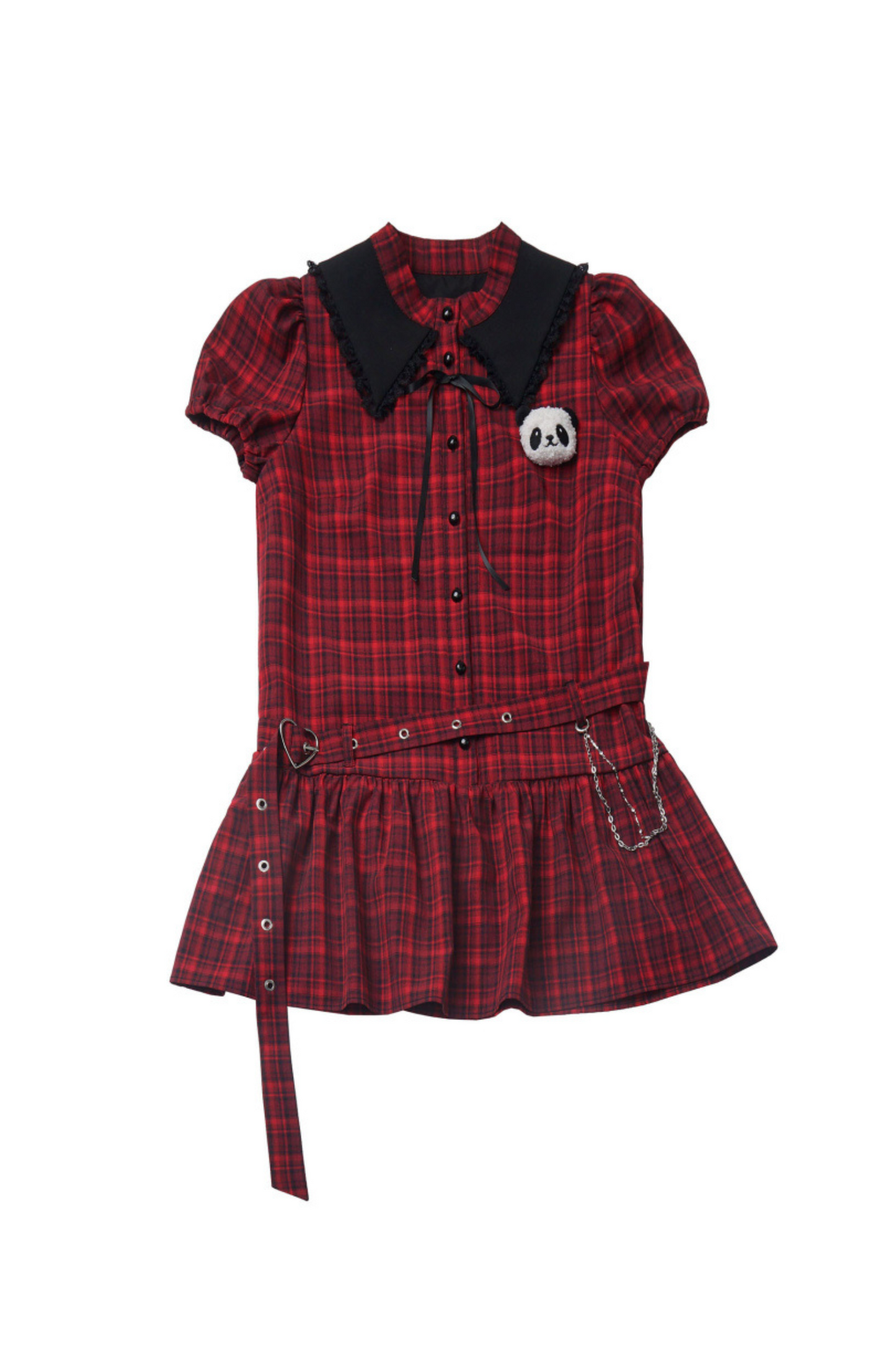 Crop Love Pleated + Skirt Check Panda Dress Comic Top