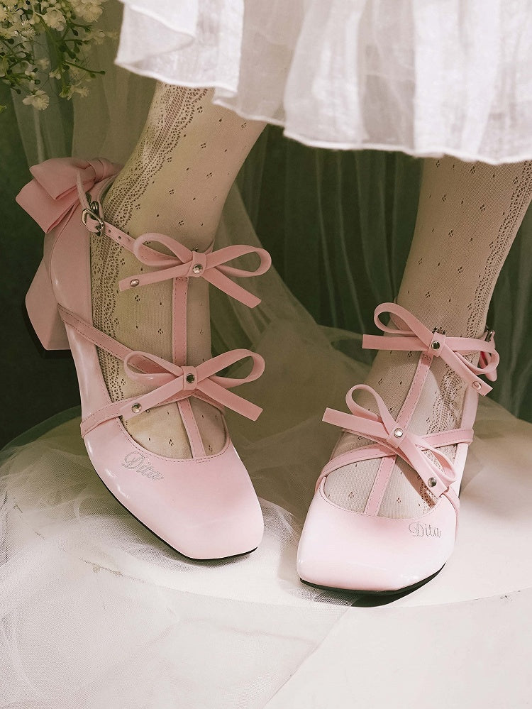 mit quadratischen eleganten Absätzen Pink Toe Middle