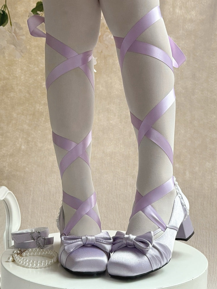 Abnehmbar mit eleganten 3 Mary Straps Lila Knöchel Schnalle Janes Top an der Schleife