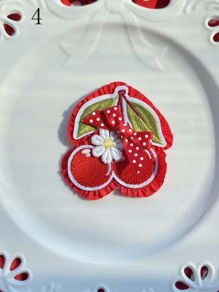 Bowknot 11 Brooch/Hairclip Decorated Options Cherry/Strawberry/Cake