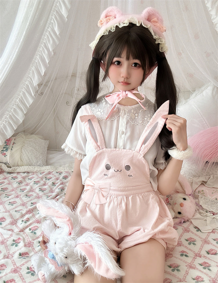 Shorts Bunny/Brown Bear Overalls Bubble Pink