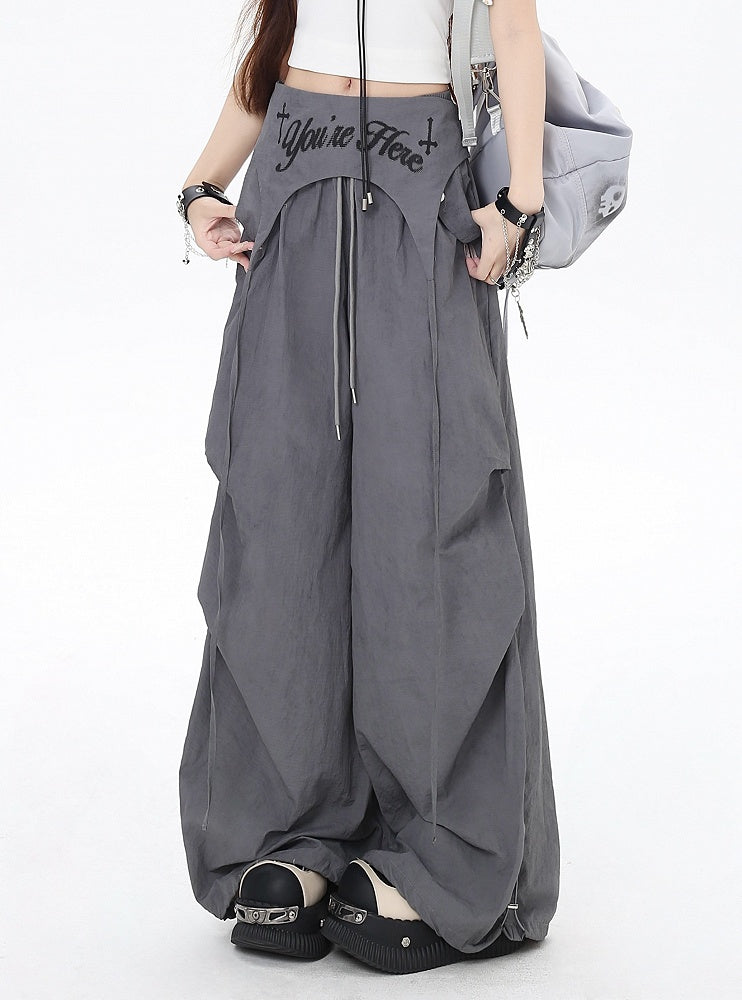 Accessory Waist Punk Asymmetrical Drawstring Waist Wasteland with Pants Gray