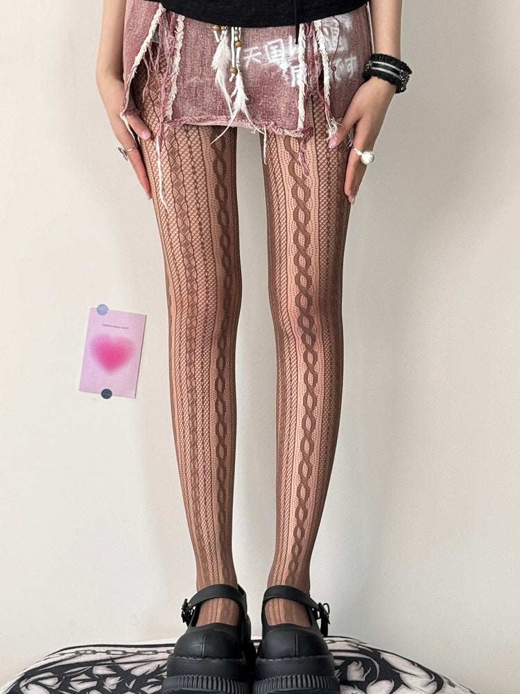 Hollow-out Purple/Brown/Pink Y2K Tights
