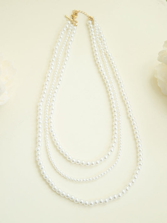 Beaded Necklace White Layered