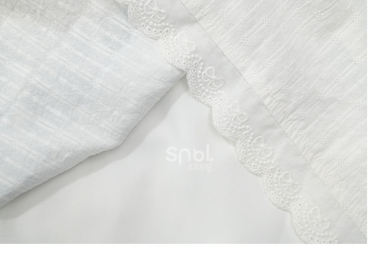 White High Waist Lace Trim Sweet Skirt Plaid Patchwork