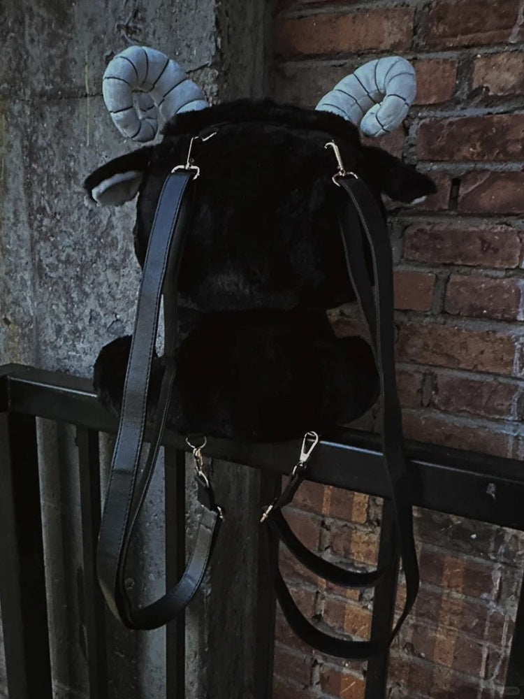 Schwarz-weißer Sensenmann Gothic Plüsch Rucksack