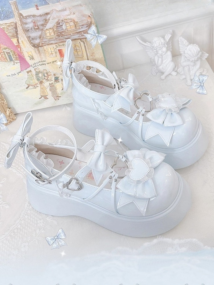 in Mary Blue with PU Decor Janes Platform Heart
