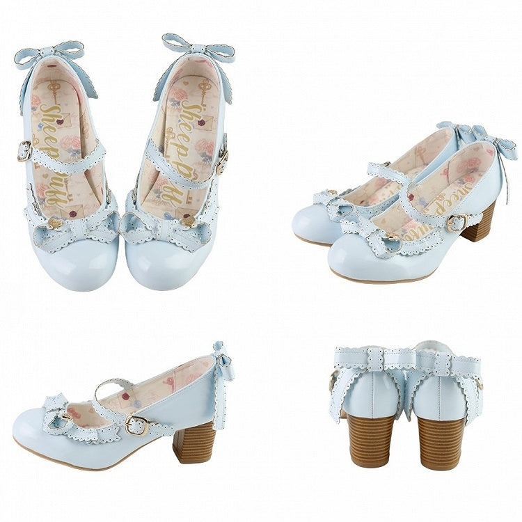 Janes Bow Decorated Mary Blue Top Heart at