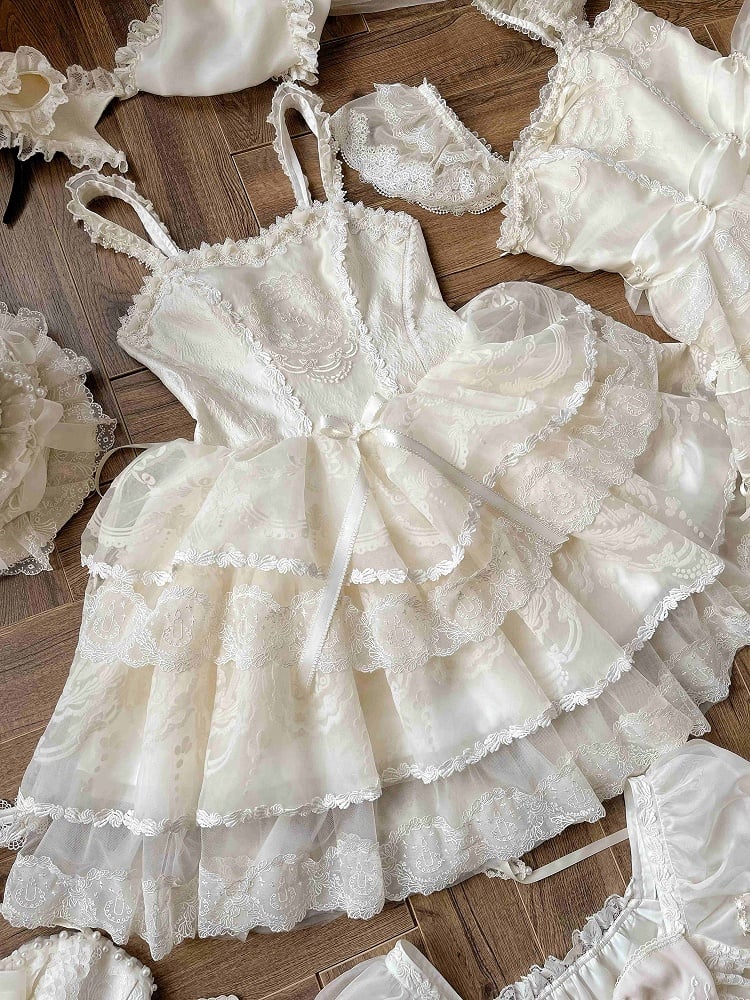 Corset Tiered Dress Lolita Skirt White Creamy Princess