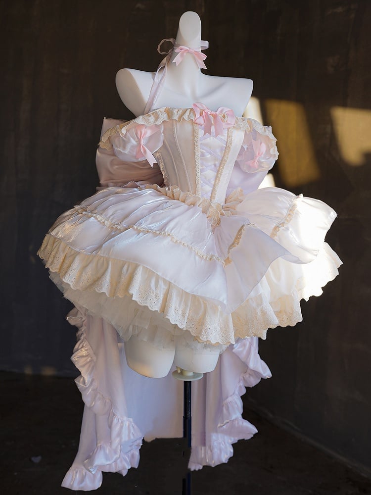 Light Dress Square Neckline and Short Puff Sleeves Sweet Lolita Princess Purple Puffy