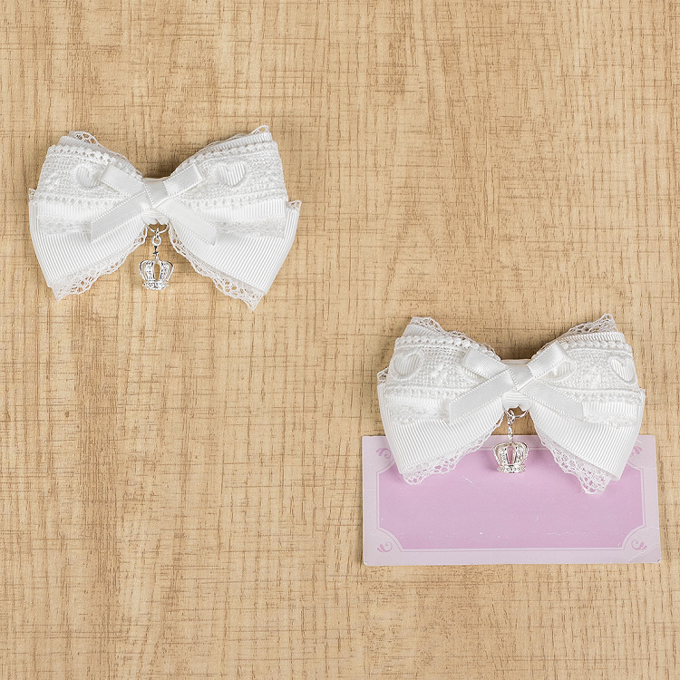 Jirai Kei Crown Charm Spitze Schleife Haarspange