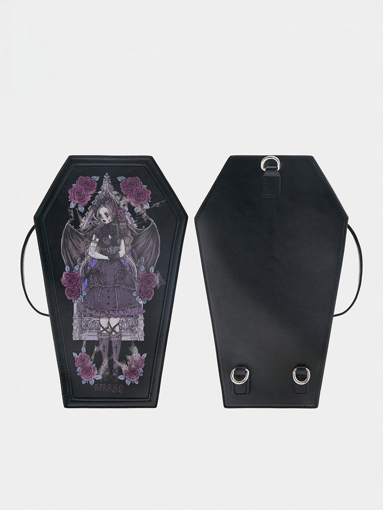 Gothic Schwarze Halloween-Tasche in Sargform mit Grafikdruck