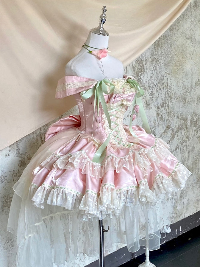 Fairy and Corset Green Dress Pink Theme Kei Tulip