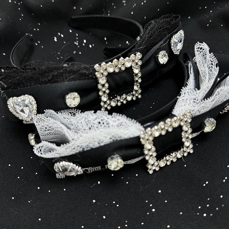 Jirai Kei Strass Orné De Dentelle Bowknot KC