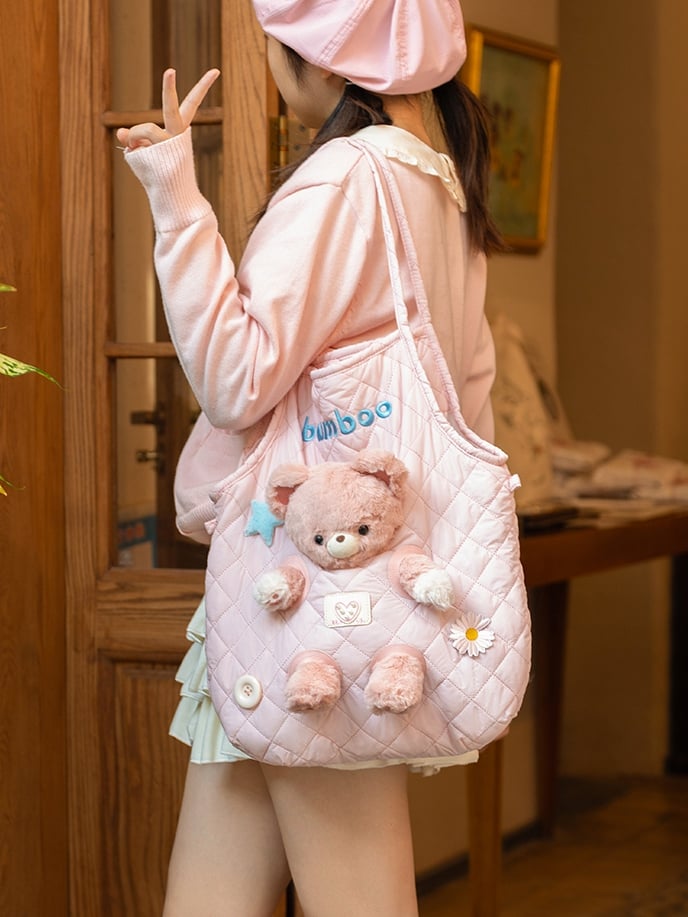 With 4 Pink Crossbody Design Plushie Bag Detachable Cut-out Options