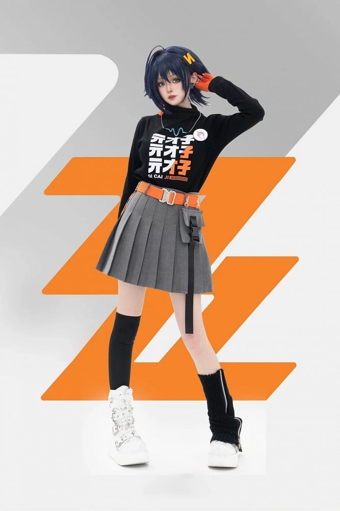 Belt Black Skirt Mock + Neck Full Set: Top