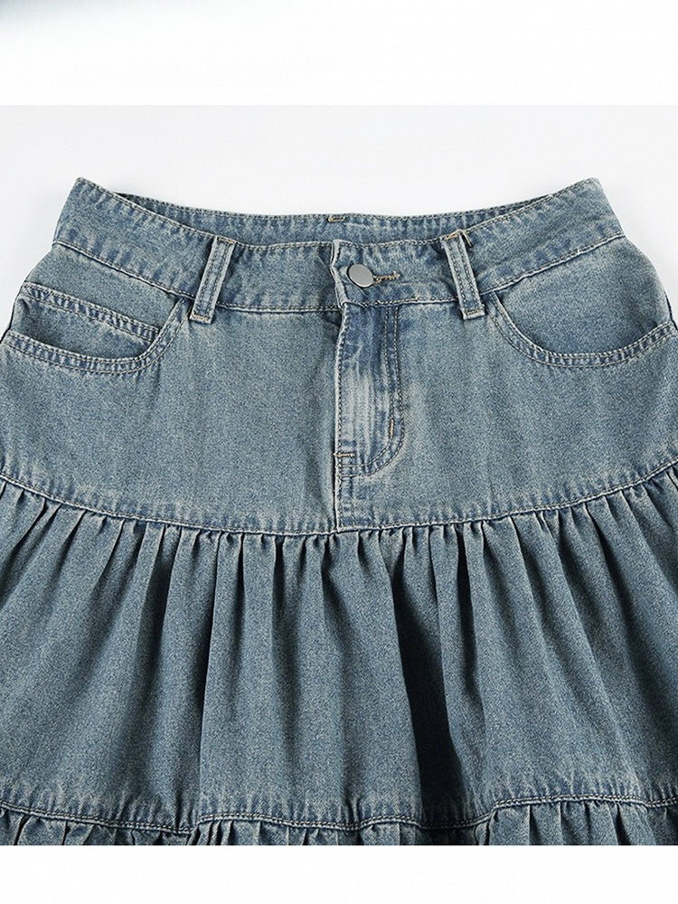 Blue Kawaii Skirt Daily Denim