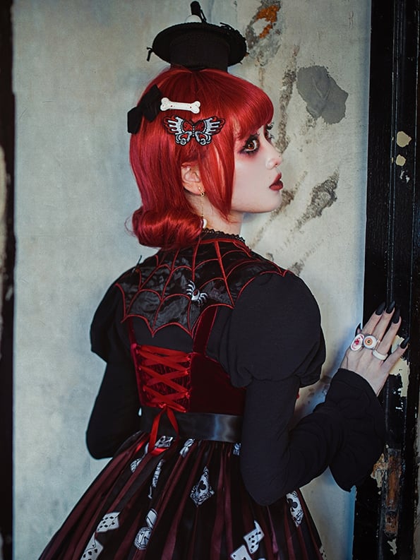 Moth Hairclips/Brooches Embroidery and Black Red Butterfly