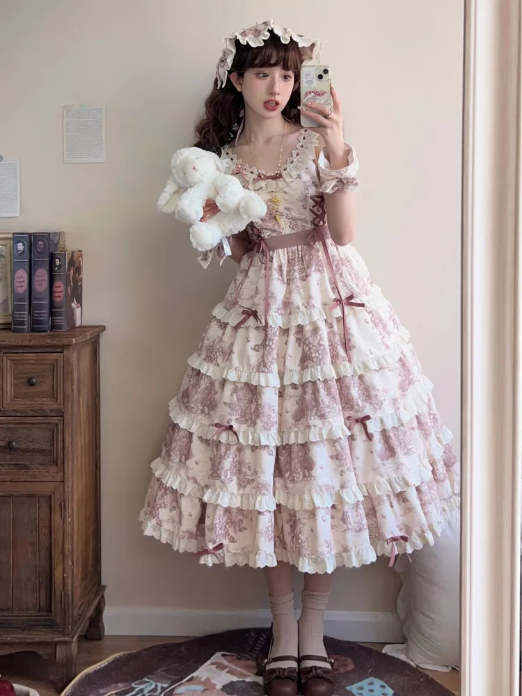 Print Changeable Detachable Lolita Dress Length Dusty Purple Grapes Hem