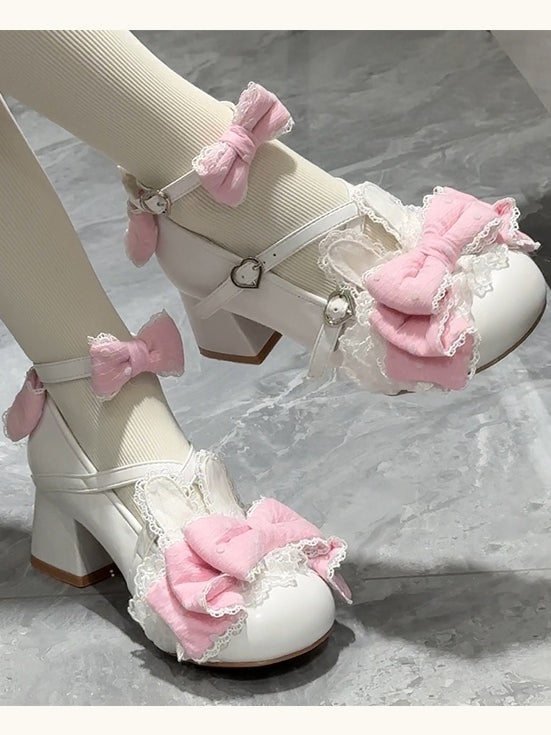 Bows Bunny Low-heel/Mid-heel - Schuhe Dreamy Polka Dot Weiß