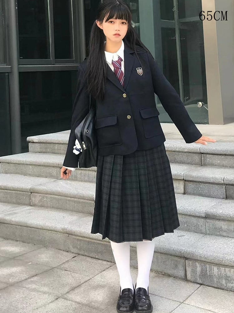 Länge 42CM/45CM/55CM/65CM Plaid Uniform Plissee Rock JK Grün Muster