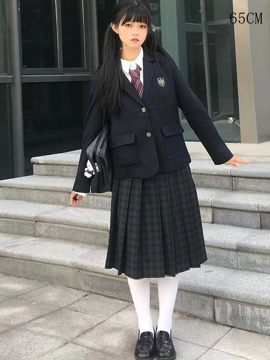 Länge 42CM/45CM/55CM/65CM Plaid Uniform Plissee Rock JK Grün Muster