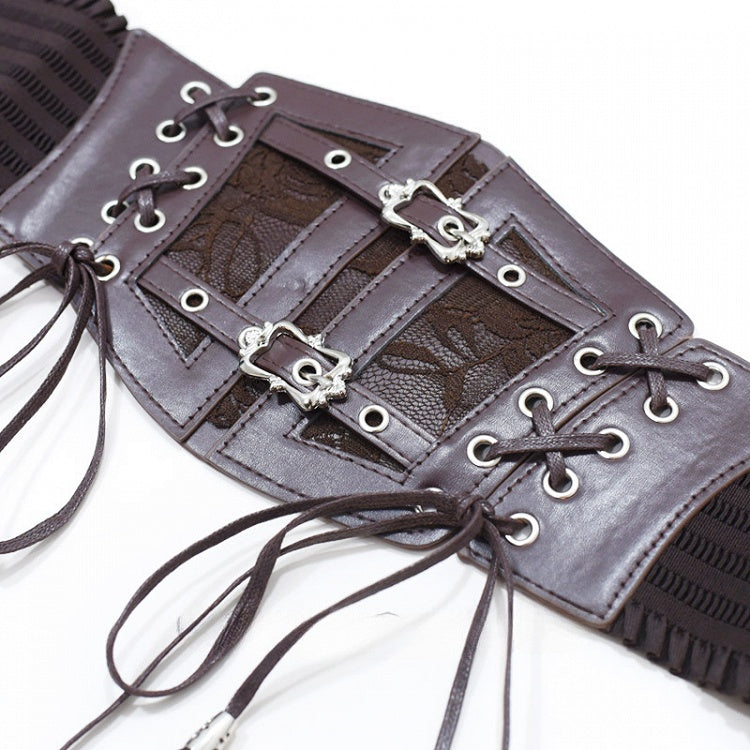 Wasteland Punk Gothic Korsettgürtel mit brauner Schnürschnalle