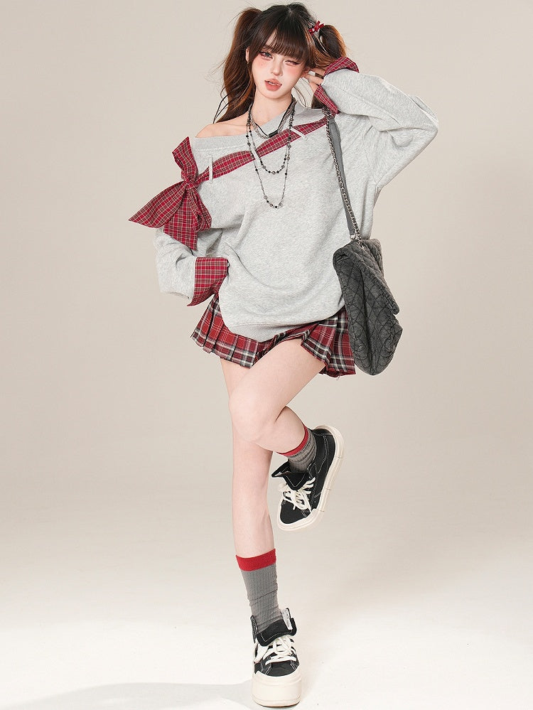 Muster Plaid Bestickt Plissee Rot/Rosa Brief Rock Glamorous