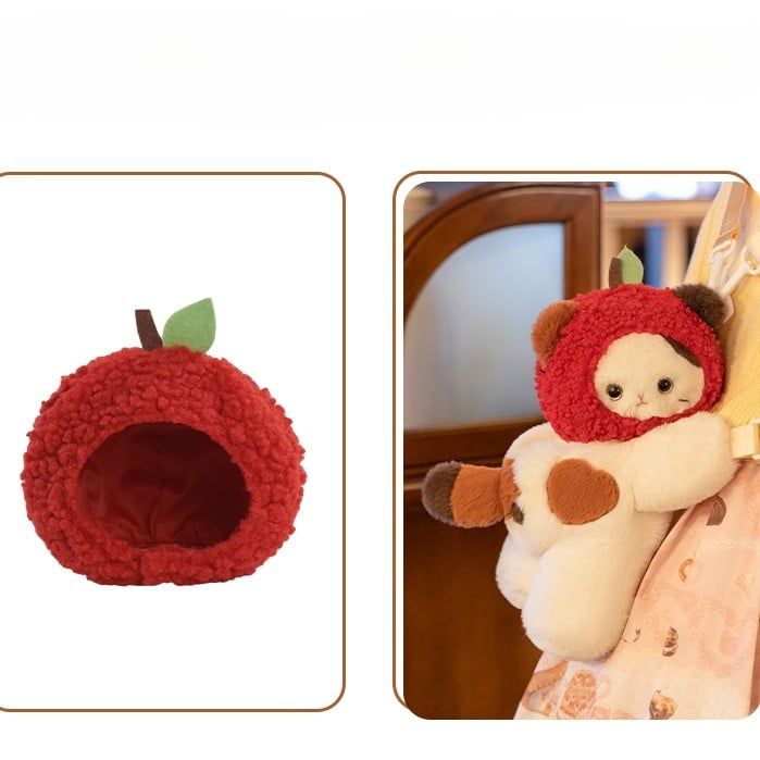 Red Cute Apple Plush Keychian Middle/Large Bag Backpack White Hat Heart Kitty Size + Backpack/Crossbody