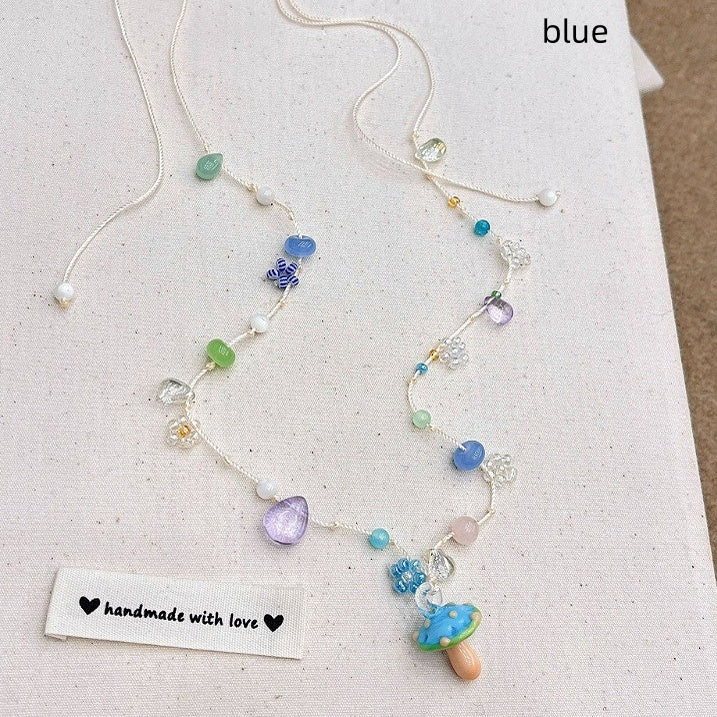 Y2K Blue/Red/Purple Cute Necklace Mushroom Beaded