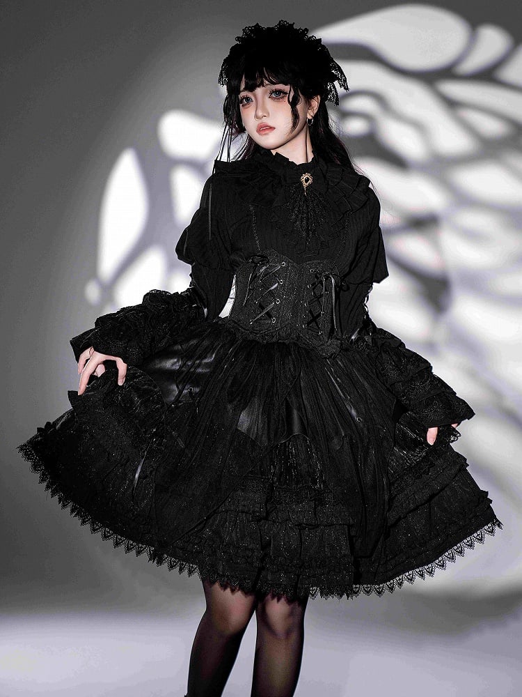 Jacquard Corset Belt Black Lolita Gothic