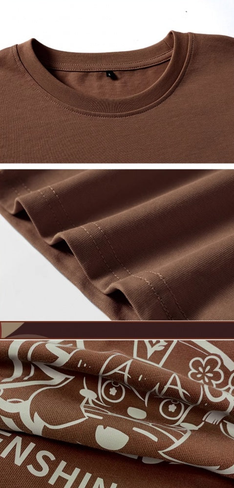 Hu Tao Inspired Brown Graphic T-shirt