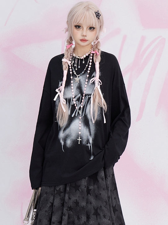 Black Star Loose Long Sleeves T-shirt