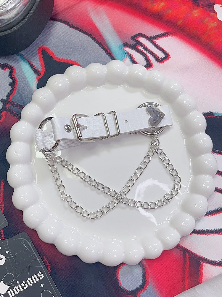 Kettenarmring Y2K Herz Schwarz/Weiß Verzierter Charm