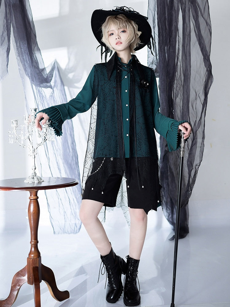 Prince Spider Web Ouji Lolita Gothic Black Shawl