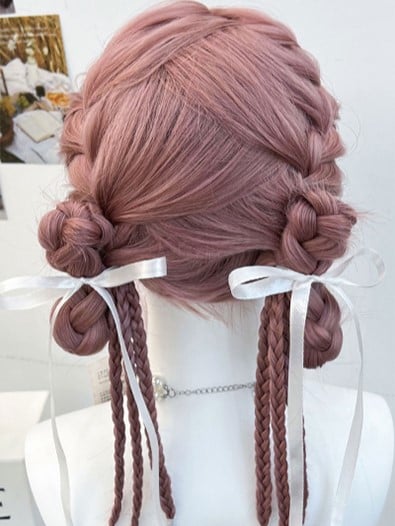 Braided Synthetic Pink Wig