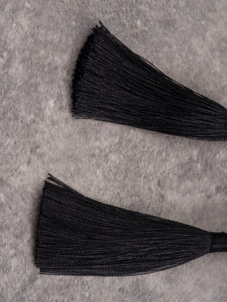 Black Gothic Design Tassels Hairclips Decorated Beaded Bowknot