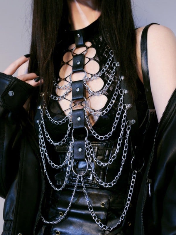Chain With Black Belt Chest Waist Cyberpunk