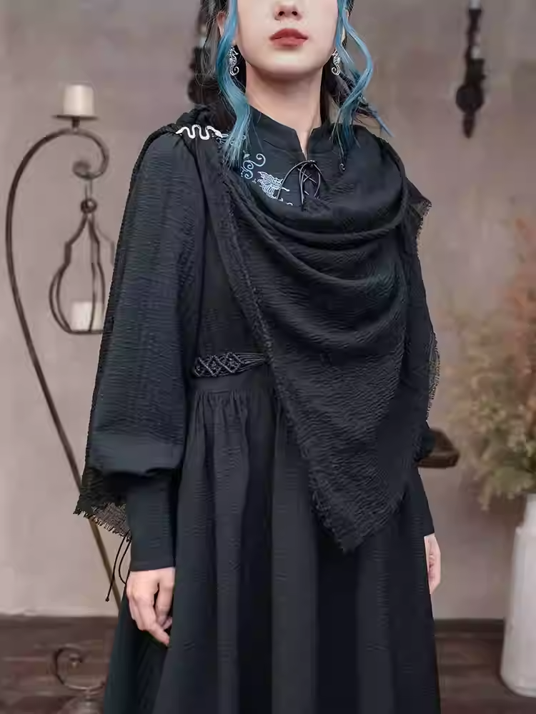 Punk Raw Hem Schwarz Wasteland Vintage Schal