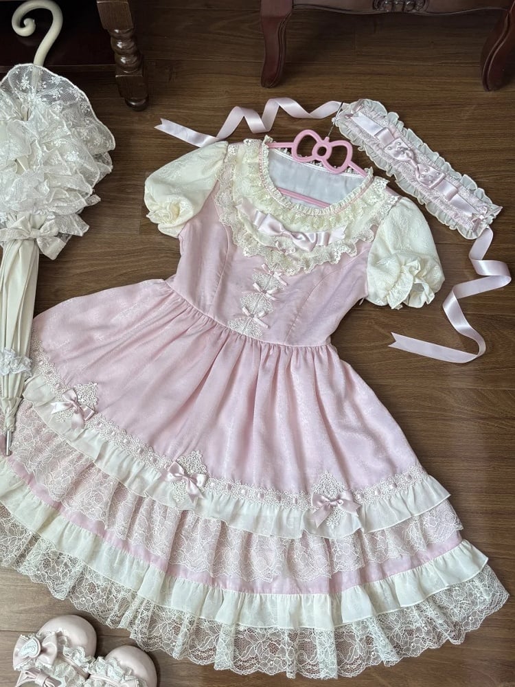 Pink Ruffled Trim Bowknot Hairband