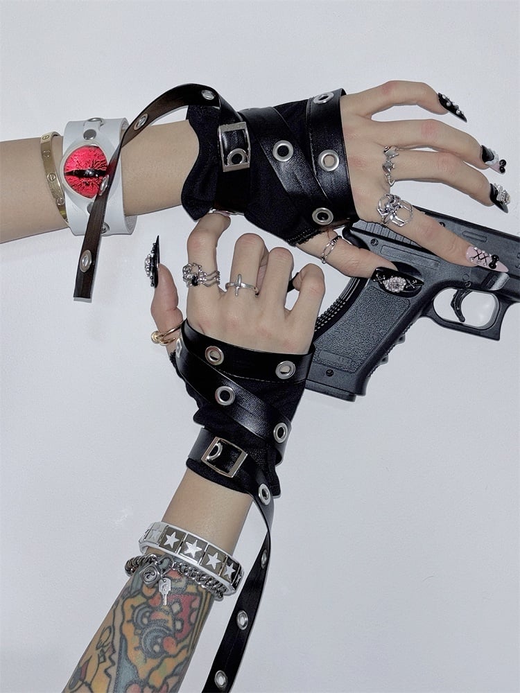 Fingerless Black Gloves Punk Rock