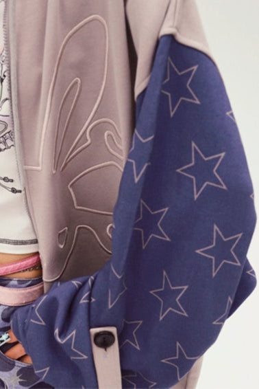 Bicolor Loose Hooded Hoodie Mode