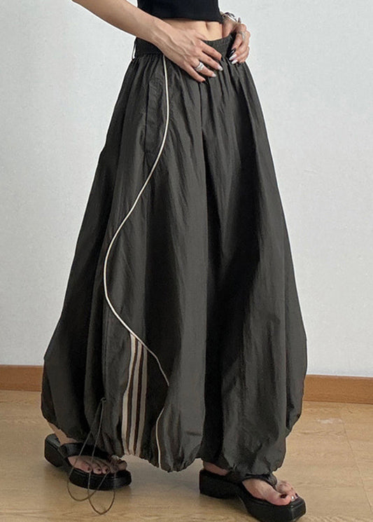 Elastic Casual Skirts Army Line A Summer Waist Drawstring Green