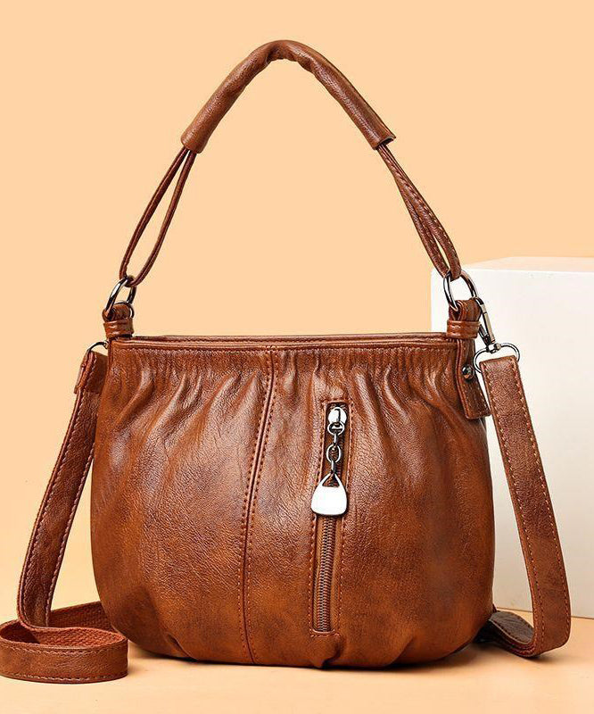 Faux Leather Brown Bag Chic Shoulder Versatile