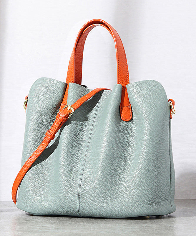 Durable Versatile Classy Calf Tote Leather Bag Grey