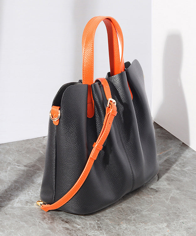 Durable Versatile Classy Calf Tote Leather Bag Grey