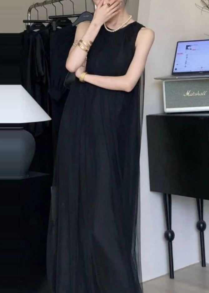 Sleeveless Line Draping A Dresses Chiffon Khaki Classy
