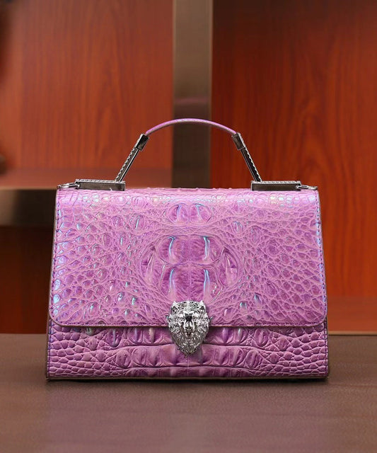 Bag Elegant Calf Purple Embossed Leather Mini