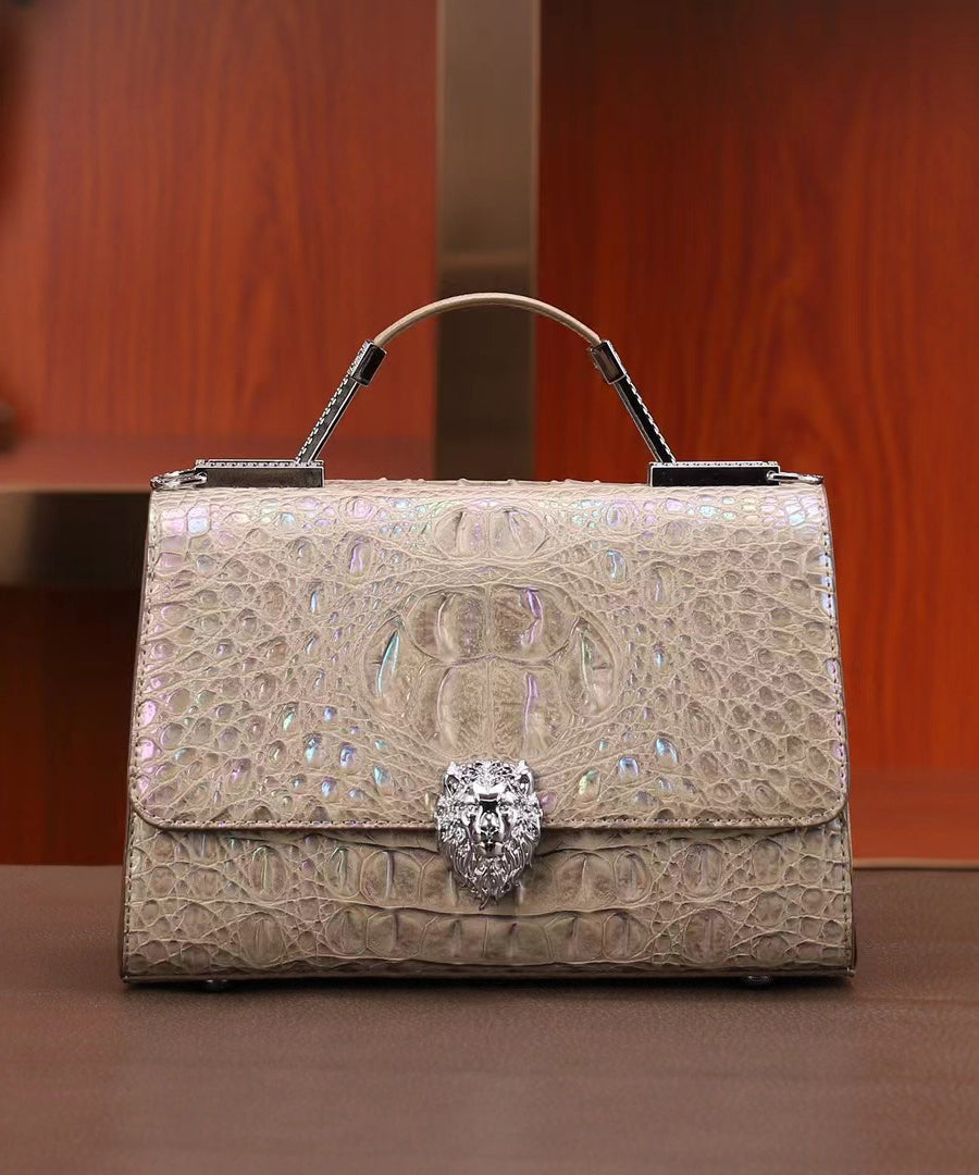 Bag Elegant Calf Purple Embossed Leather Mini