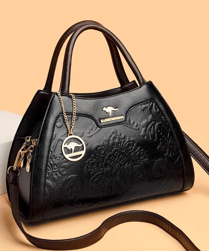 Elegant Calf Tote Red Leather Embossed Bag